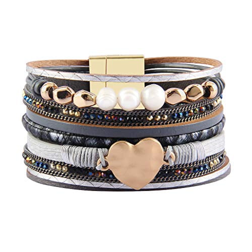 Mother Daughter Bracelet Bead Infinity Heart Cuff Boho Wrap Leather Bracelet Gift Jewelry for Women Mother Daughter Bracelet Bead Infinity Heart Cuff Boho Wrap Leather Bracelet Gift Jewelry for Women